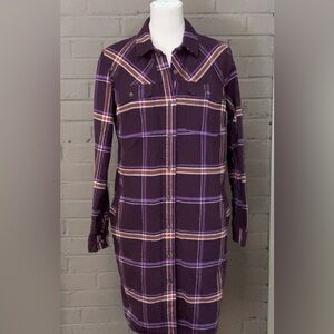 Duluth Trading Co Purple Folklore Flannel Duster S
